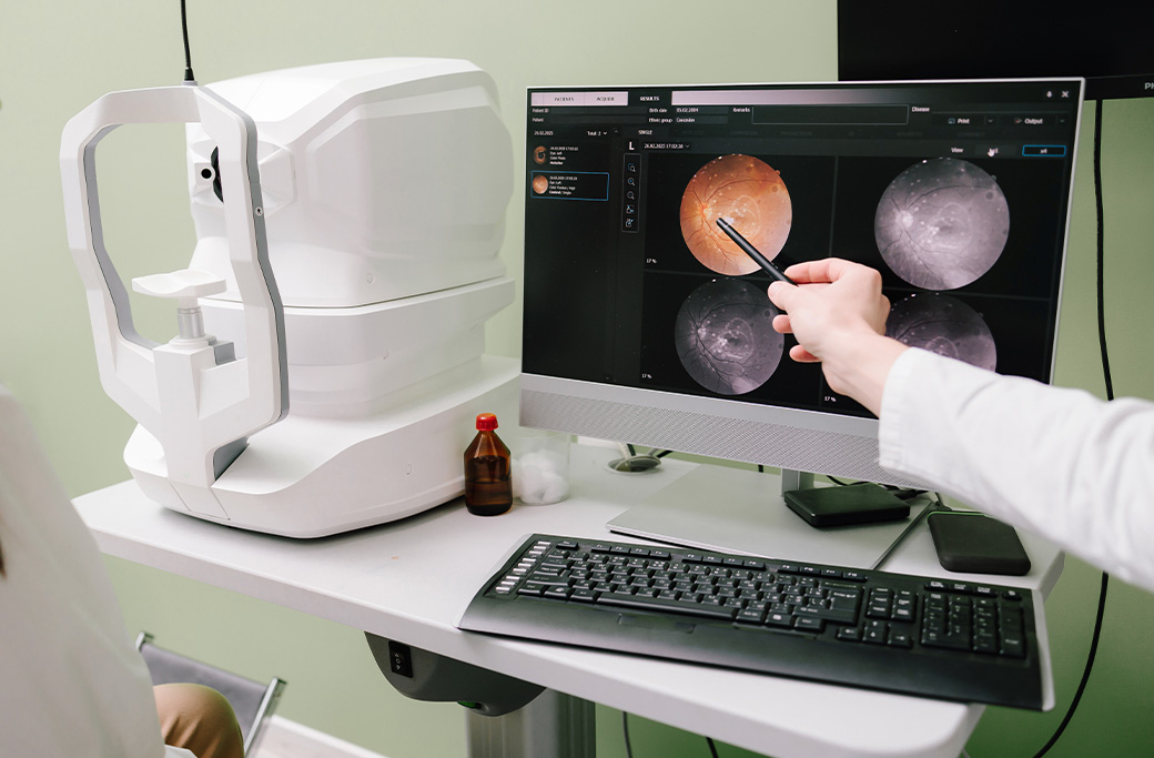 Optical Coherence Tomography (OCT) imaging used to identify causes of sudden blurry vision.